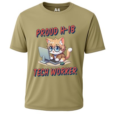 Proud H1b Visa Tech Worker And Future Immigrant Cat Worker Performance Shirt