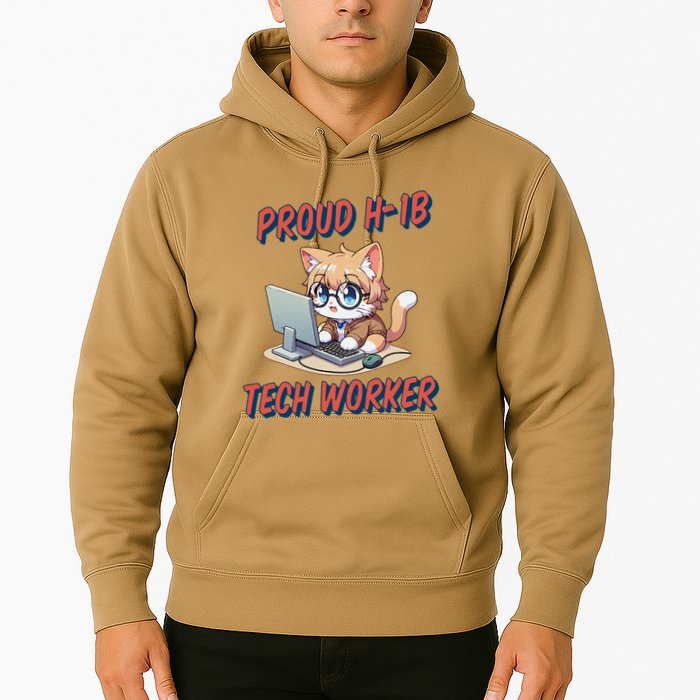 Proud H1b Visa Tech Worker And Future Immigrant Cat Worker Hoodie