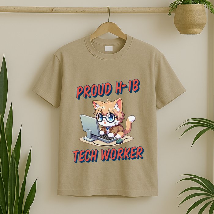Proud H1b Visa Tech Worker And Future Immigrant Cat Worker T-Shirt