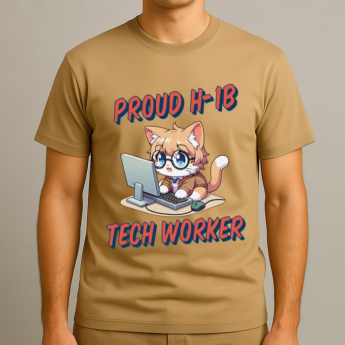 Proud H1b Visa Tech Worker And Future Immigrant Cat Worker T-Shirt