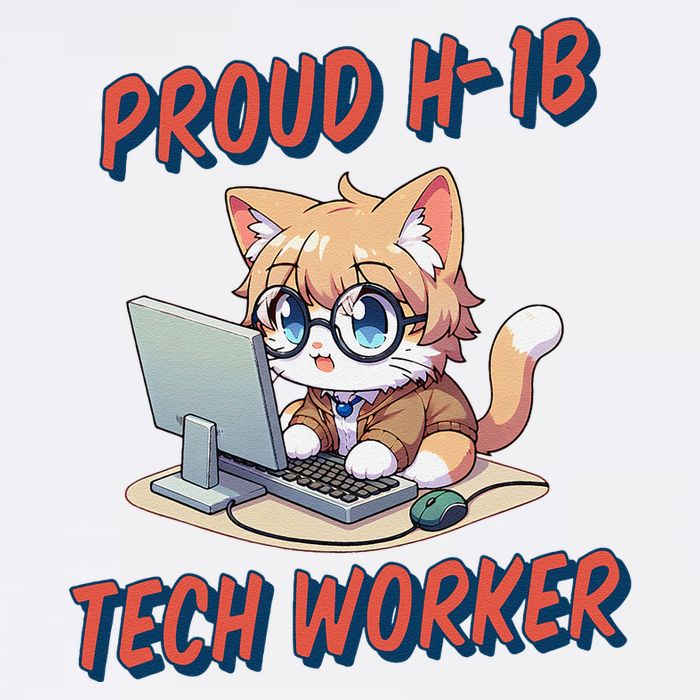 Proud H1b Visa Tech Worker And Future Immigrant Cat Worker Garment-Dyed Sweatshirt