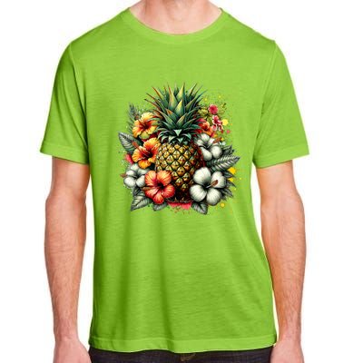 Pineapple Hawaii Vintage Hawaiian Floral Adult ChromaSoft Performance T-Shirt