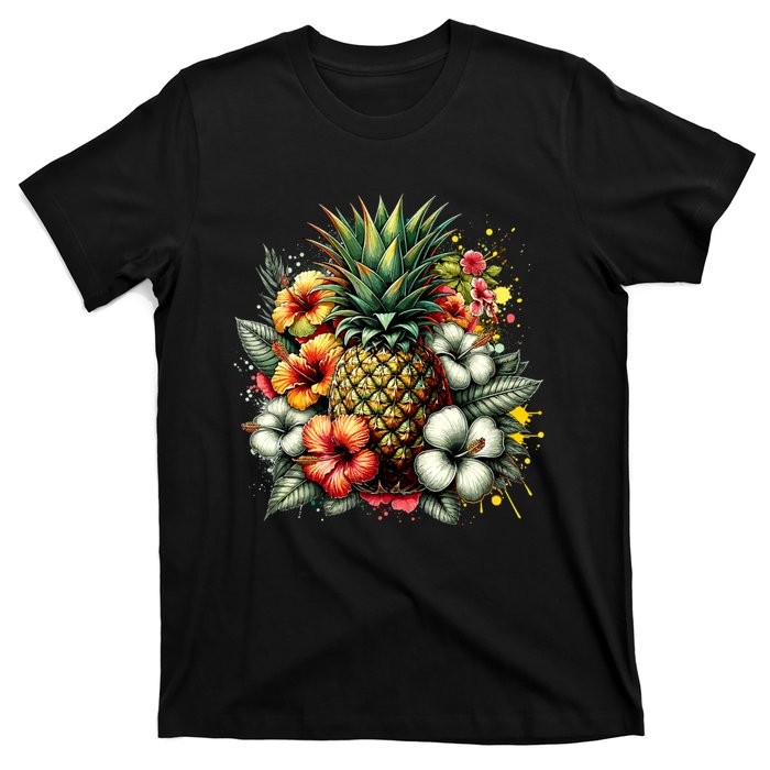 Pineapple Hawaii Vintage Hawaiian Floral T-Shirt