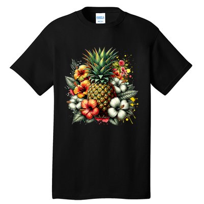 Pineapple Hawaii Vintage Hawaiian Floral Tall T-Shirt