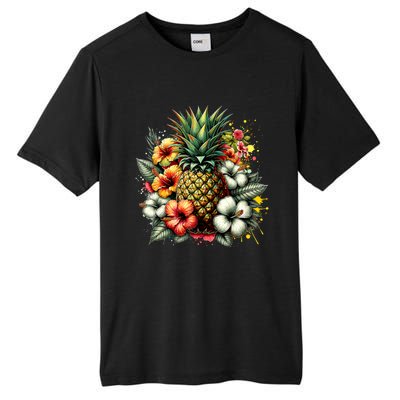 Pineapple Hawaii Vintage Hawaiian Floral Tall Fusion ChromaSoft Performance T-Shirt