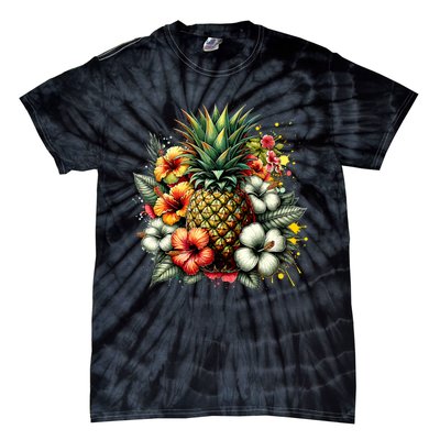 Pineapple Hawaii Vintage Hawaiian Floral Tie-Dye T-Shirt