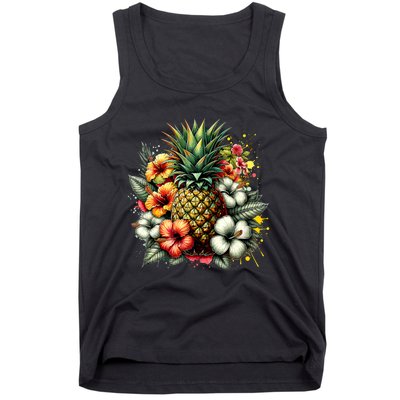 Pineapple Hawaii Vintage Hawaiian Floral Tank Top