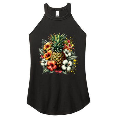 Pineapple Hawaii Vintage Hawaiian Floral Women's Perfect Tri Rocker Tank