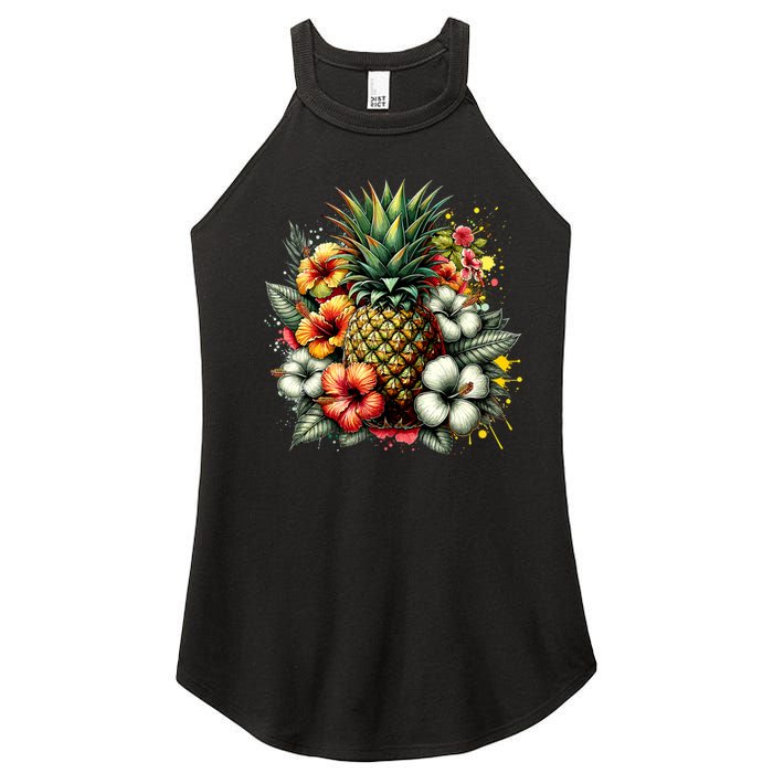 Pineapple Hawaii Vintage Hawaiian Floral Women's Perfect Tri Rocker Tank