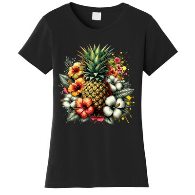 Pineapple Hawaii Vintage Hawaiian Floral Women's T-Shirt