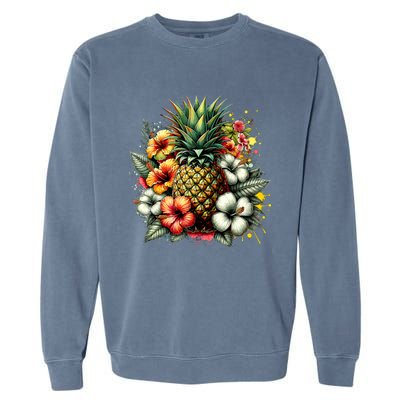 Pineapple Hawaii Vintage Hawaiian Floral Garment-Dyed Sweatshirt