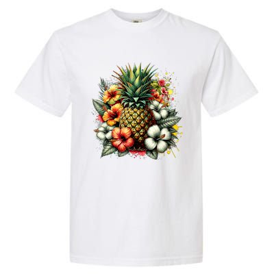 Pineapple Hawaii Vintage Hawaiian Floral Garment-Dyed Heavyweight T-Shirt