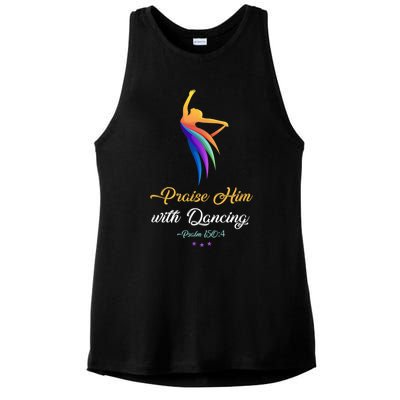 Praise Him With Dancing Christian Worship Dancer Girl Ladies PosiCharge Tri-Blend Wicking Tank