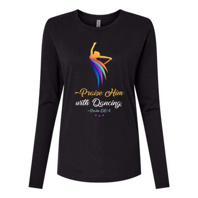 Praise Him With Dancing Christian Worship Dancer Girl Womens Cotton Relaxed Long Sleeve T-Shirt