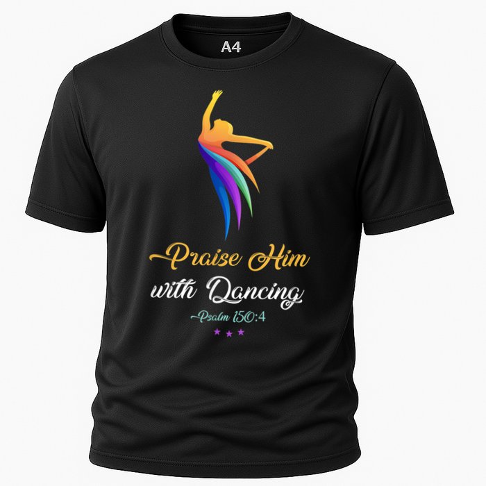 Praise Him With Dancing Christian Worship Dancer Girl Cooling Performance Crew T-Shirt