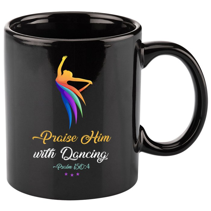Praise Him With Dancing Christian Worship Dancer Girl 11oz C Handle Ceramic Mug