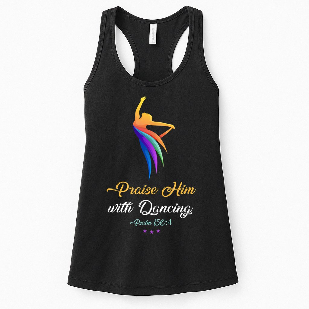 Praise Him With Dancing Christian Worship Dancer Girl Womens Tank Top
