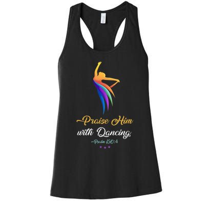 Praise Him With Dancing Christian Worship Dancer Girl Women's Racerback Tank