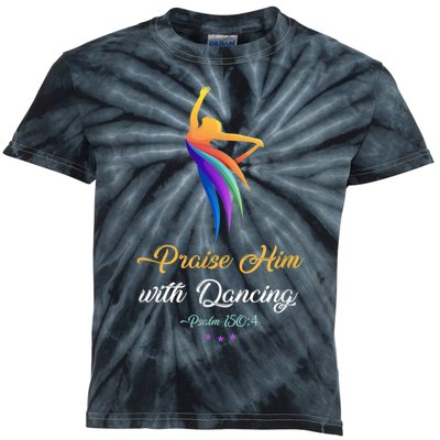 Praise Him With Dancing Christian Worship Dancer Girl Kids Tie-Dye T-Shirt