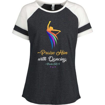 Praise Him With Dancing Christian Worship Dancer Girl Enza Ladies Jersey Colorblock Tee