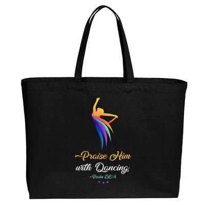 Praise Him With Dancing Christian Worship Dancer Girl Cotton Canvas Jumbo Tote