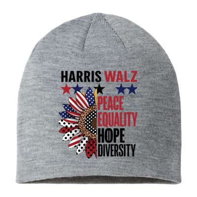 Patriotic Harris Walz Peace Love Equality Hope Diversity Sustainable Beanie