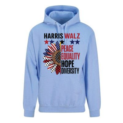 Patriotic Harris Walz Peace Love Equality Hope Diversity Unisex Surf Hoodie