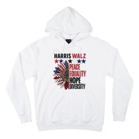 Patriotic Harris Walz Peace Love Equality Hope Diversity Hoodie