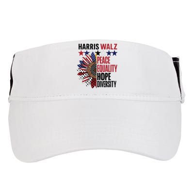 Patriotic Harris Walz Peace Love Equality Hope Diversity Adult Drive Performance Visor