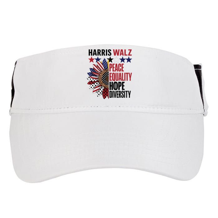 Patriotic Harris Walz Peace Love Equality Hope Diversity Adult Drive Performance Visor