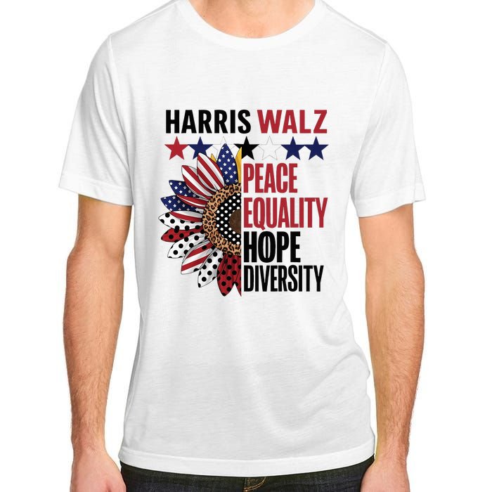 Patriotic Harris Walz Peace Love Equality Hope Diversity Adult ChromaSoft Performance T-Shirt