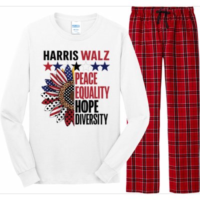 Patriotic Harris Walz Peace Love Equality Hope Diversity Long Sleeve Pajama Set