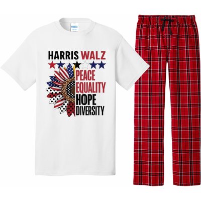 Patriotic Harris Walz Peace Love Equality Hope Diversity Pajama Set