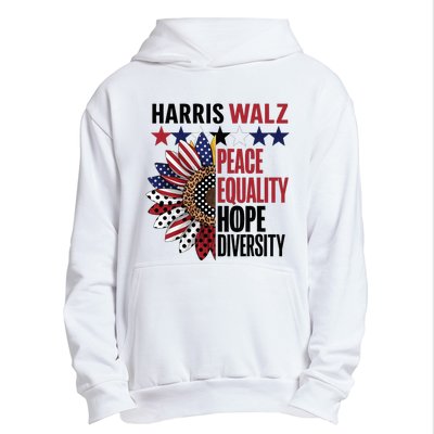 Patriotic Harris Walz Peace Love Equality Hope Diversity Urban Pullover Hoodie