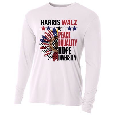 Patriotic Harris Walz Peace Love Equality Hope Diversity Cooling Performance Long Sleeve Crew