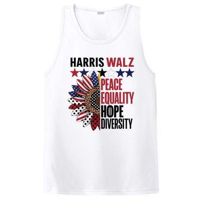 Patriotic Harris Walz Peace Love Equality Hope Diversity PosiCharge Competitor Tank