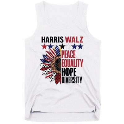 Patriotic Harris Walz Peace Love Equality Hope Diversity Tank Top