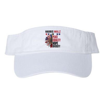 Patriotic Harris Walz Peace Love Equality Hope Diversity Valucap Bio-Washed Visor