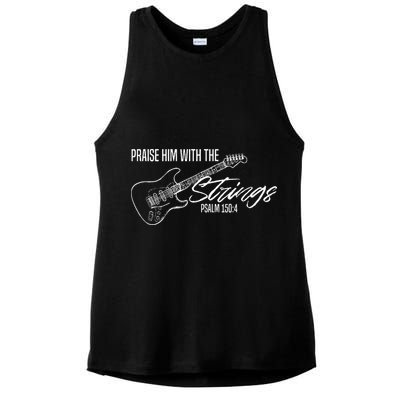 Praise Him With The Strings Christian Guitar God Worship Ladies PosiCharge Tri-Blend Wicking Tank