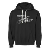 Praise Him With The Strings Christian Guitar God Worship Garment-Dyed Fleece Hoodie