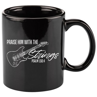 Praise Him With The Strings Christian Guitar God Worship 11oz C Handle Ceramic Mug