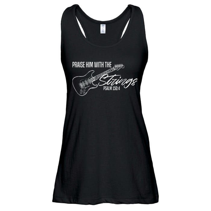 Praise Him With The Strings Christian Guitar God Worship Ladies Essential Flowy Tank
