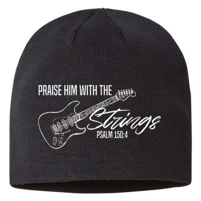 Praise Him With The Strings Christian Guitar God Worship Sustainable Beanie