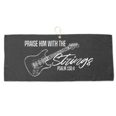 Praise Him With The Strings Christian Guitar God Worship Large Microfiber Waffle Golf Towel