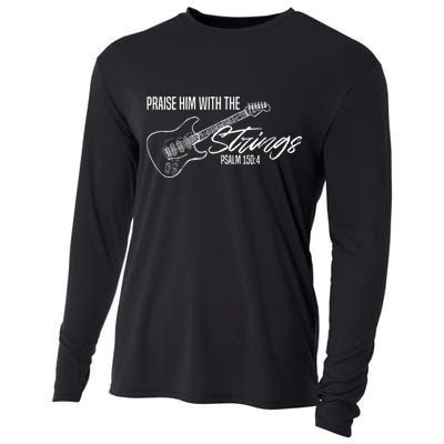 Praise Him With The Strings Christian Guitar God Worship Cooling Performance Long Sleeve Crew