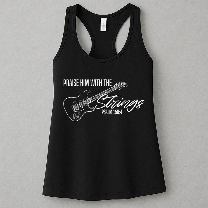 Praise Him With The Strings Christian Guitar God Worship Womens Tank Top
