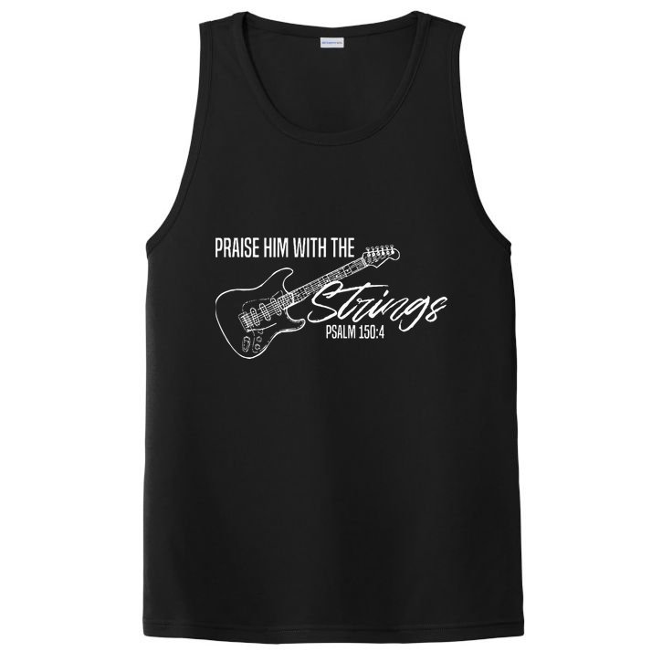 Praise Him With The Strings Christian Guitar God Worship PosiCharge Competitor Tank