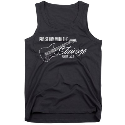 Praise Him With The Strings Christian Guitar God Worship Tank Top