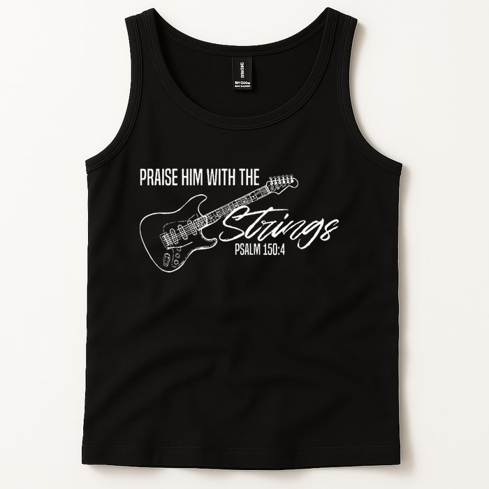 Praise Him With The Strings Christian Guitar God Worship Tank Top