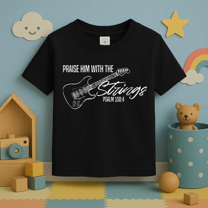 Praise Him With The Strings Christian Guitar God Worship Toddler T-Shirt